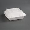Fiesta Compostable Bagasse Hinged 3-Compartment Food Containers 201mm (200 Pack)