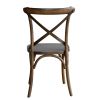 Bolero Wooden Dining Chair with Metal Cross Backrest Walnut Finish (2 pack)