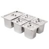 Vogue Stainless Steel Gastronorm Tray Set 1/3 and 4 x 1/6 with Lids