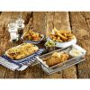 Enamel Rect. Pie Dish White & Blue 16cm - Pack of 12
