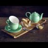 Genware Porcelain Green Teapot 45cl/15.75oz - Pack of 6