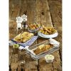 Enamel Rect. Pie Dish White & Blue 16cm - Pack of 12