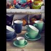 Genware Porcelain Green Bowl Shaped Cup 9cl/ 3oz - Pack of 6