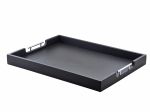 GenWare Solid Black Butlers Tray with Metal Handles 65 x 49cm