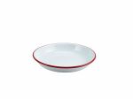 Enamel Rice/Pasta Plate White with Red Rim 20cm