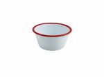 Enamel Round Deep Pie Dish White with Red Rim 12cm - Pack of 12