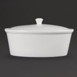 Olympia Whiteware Oval Casserole Dish with Lid 2.2Ltr