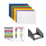 Hygiplas Low Density Chopping Board Set with Rack 450x300x10mm (7 Pack)