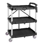 Vogue 3 Tier PP Folding Trolley Black Small