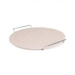 Round Pizza Stone with Metal Serving Rack 15in