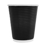 Fiesta Recyclable Coffee Cups Ripple Wall Black 225ml / 8oz (500 Pack)