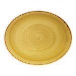 Churchill Stonecast Oval Coupe Plate Mustard Seed Yellow 192mm (Pack of 12)