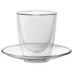 Utopia Double Walled Cappuccino Glass and Saucer 220ml (Pack of 6)