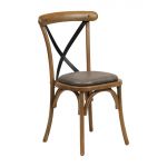 Bristol Dining Chair Weathered Oak with Padded Seat Saddle Ash (2 Pack)