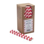 Beaumont 6mm Bore Paper Straw Red & White Striped (Pack of 250)