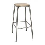 Bolero Galvanised Steel High Stools with Wooden Seatpad (4 pack)