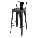 Bolero Bistro Steel High Stool with Backrest Black (4 pack)