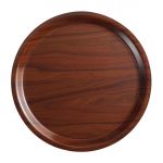 Cambro Mykonos Laminate Round Canteen Tray Walnut 380mm