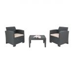 Bolero PP Armchair and Table Wicker Set Grey