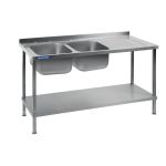 Vogue Stainless Steel Double Sink Right Hand Drainer