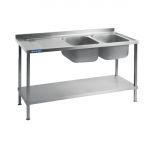 Vogue Stainless Steel Double Sink Left Hand Drainer