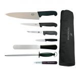 Victorinox 25cm Chef Knife with Hygiplas & Vogue Knife 7-Piece Set