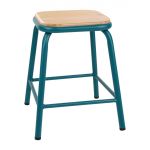 Bolero Cantina Low Stools with Wooden Seat Pad Teal (4 pack)