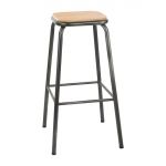 Bolero Cantina High Stools with Wooden Seat Pad Metallic Grey (4 pack)