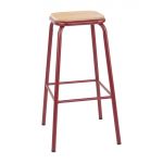 Bolero Cantina High Stools with Wooden Seat Pad Wine Red (4 pack)