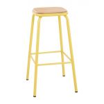 Bolero Cantina High Stools with Wooden Seat Pad Yellow (4 pack)
