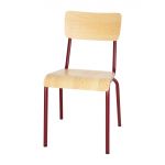 Bolero Cantina Side Chairs with Wooden Seat & Backrest Wine Red (4 Pack)