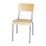 Bolero Cantina Side Chairs with Wooden Seat Pad and Backrest Galvanised (Pack of 4)