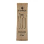 eGreen Individually Kraft Wrapped 4-in-1 Wooden Cutlery Set (250 pack)