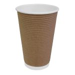 Fiesta Recyclable Coffee Cups Ripple Wall Kraft 455ml / 16oz (25 Pack)