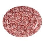 Churchill Vintage Prints Oval Dishes Cranberry Print 365mm (6 Pack)
