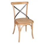 Bolero Natural Bentwood Chairs with Metal Cross Backrest (Pack of 2)