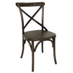 Bolero Wooden Dining Chair with Metal Cross Backrest Walnut Finish (2 pack)
