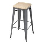 Bolero Bistro High Stools with Wooden Seat Pad Gun Metal (4 pack)