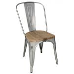 Bolero Bistro Side Chairs with Wooden Seat Pad Galvanised Steel (4 pack)