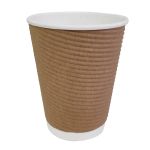 Fiesta Recyclable Coffee Cups Ripple Wall Kraft 340ml / 12oz (25 Pack)