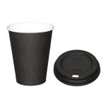 Special Offer Fiesta Recyclable Black Hot Cups and Lids 340ml (Pack of 1000)