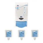 Deb Clear Foam Soap Dispenser and 3 Unperfumed Foam Hand Soaps 1Ltr (Pack of 3)