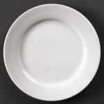 Olympia Linear Wide Rimmed Plates White 200mm (12 pack)