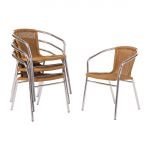 Bolero Aluminium and Natural Wicker Chair (Pack of 4)