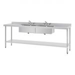 Vogue Stainless Steel Double Sink with Double Drainer 2400mm