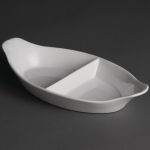 Olympia Whiteware Divided Oval Eared Dishes 295x155mm (6 Pack)