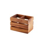 GenWare Acacia Wood 2 Compartment Cutlery Holder