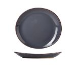 Rustic Stoneware Blue Oval Plate 25x22cm - Pack of 6