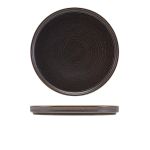 Terra Porcelain Black Low Presentation Plate 25cm - Pack of 6