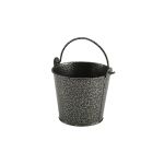 Galvanised Steel Hammered Serving Bucket 10cm Dia Silver - Pack of 12
